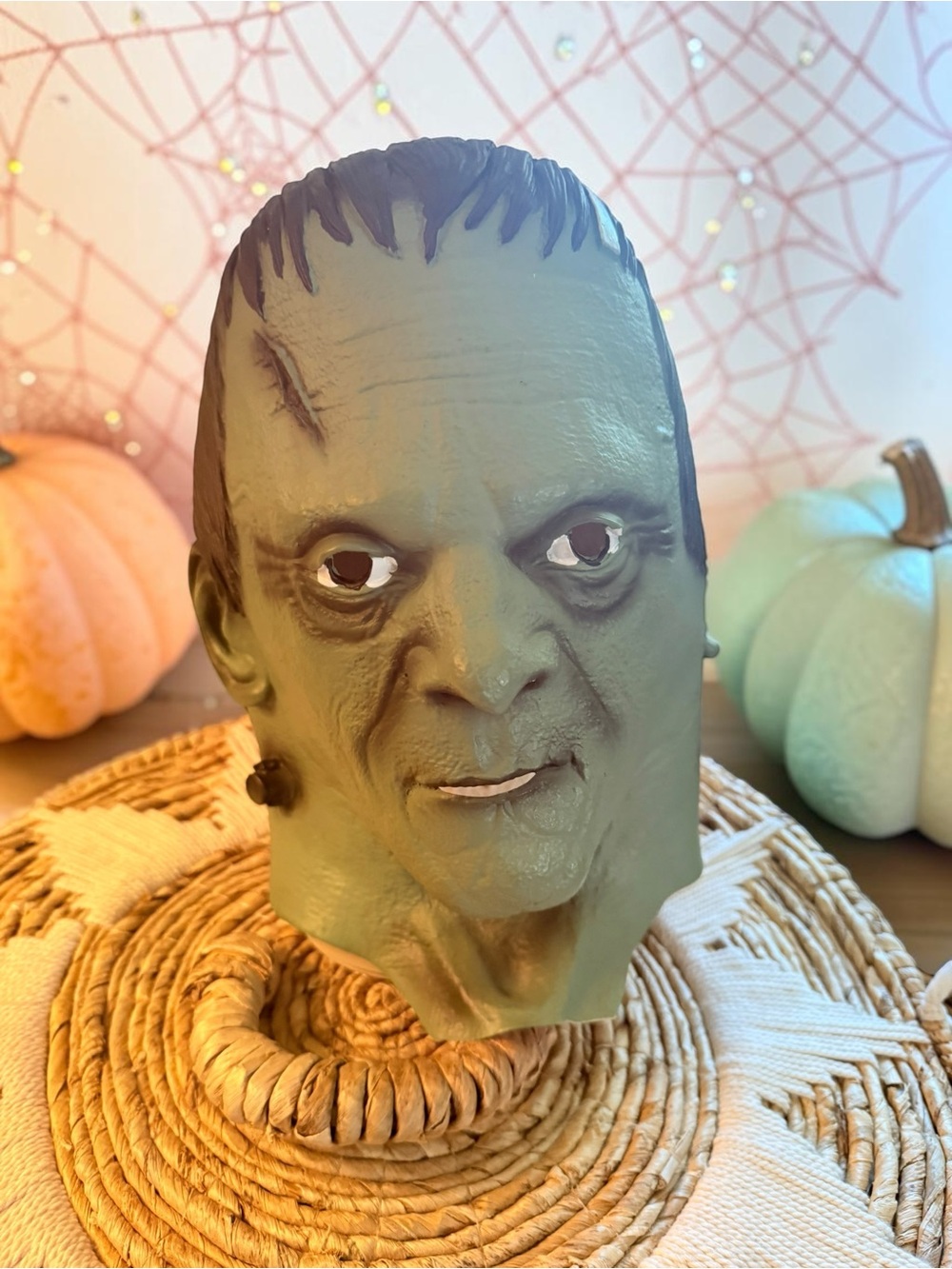 Classic Frankenstein monster latex mask from Spirit Halloween.